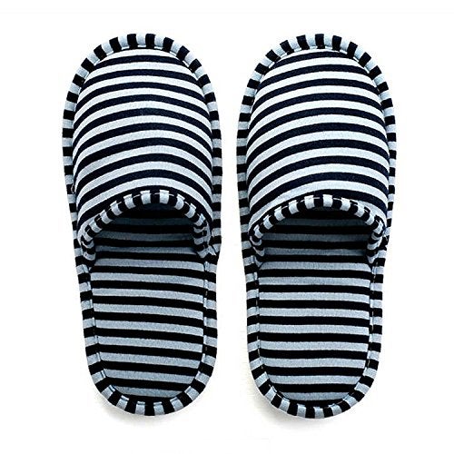IPENNY Non-Disposable Travel Slippers Portable Cotton Spa Hotel Guest Indoor Slippers, Dark Blue, 8-11 Women/6-9 Men - Image 3