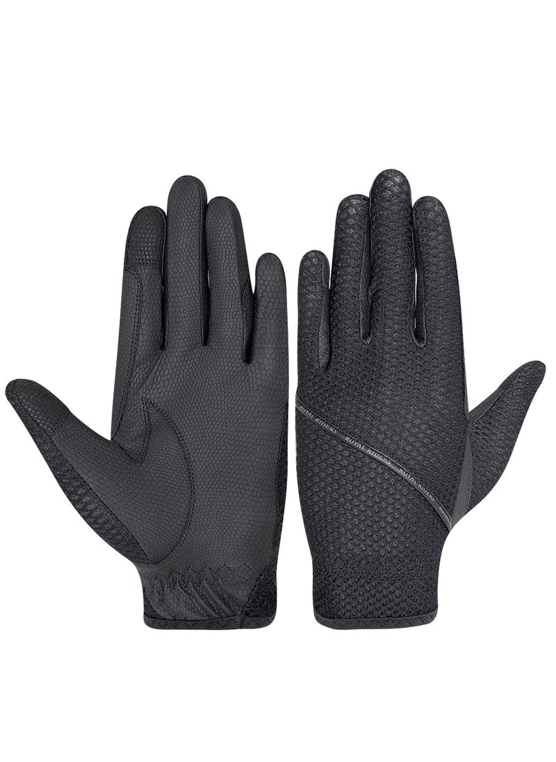 Royal Riders Premium Horse Riding Gloves - Tackified Serino-KT with Honeycomb Mesh, Stylish, Breathable & Durable Equestrian Gloves for Men & Women - #10062011  - Image 1