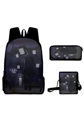 Strange large capacity backpack for primary and secondary school students, shoulder bag, pencil case, backpack, men's and women's three piece set - pzsku/Z5D594FC4E7A9256B496CZ/45/_/1705309830/cb39f1ab-0669-445a-9514-29e827caa44d