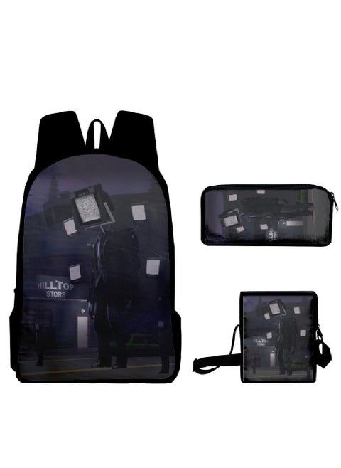 Strange large capacity backpack for primary and secondary school students, shoulder bag, pencil case, backpack, men's and women's three piece set