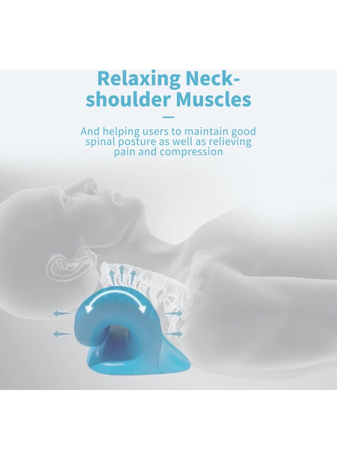 Portable Cervical Traction Stretcher Support Pillow Rubber Blue 22x12x17cm - Image 3