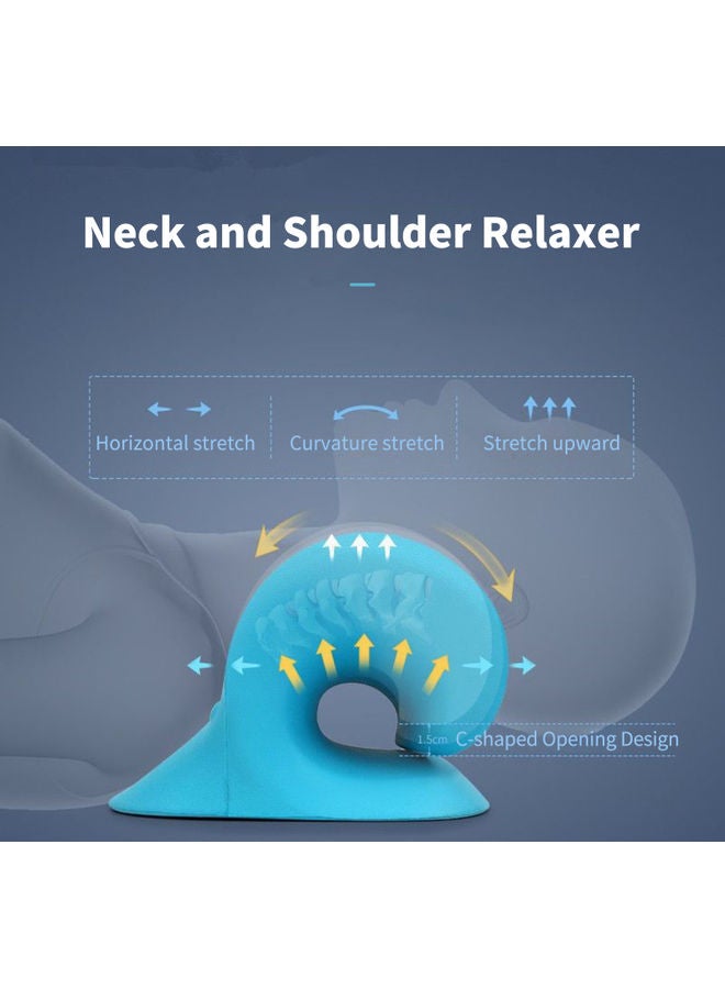 Portable Cervical Traction Stretcher Support Pillow Rubber Blue 22x12x17cm - Image 2