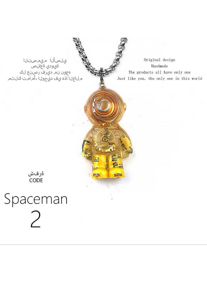 تصميم أصلي قلادة رائد فضاء مصنوعة يدويًا، مميزة وشخصية، هدية، سلسلة مفاتيح، إكسسوار مرآة السيارة، عصرية، وحيدة من نوعها، إبداعية، تتناسب مع جميع الإطلالات. - Image 2