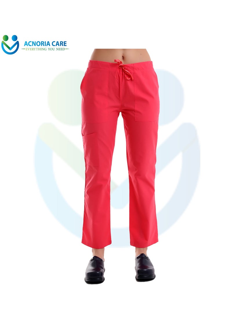 اكنوريا كير سكراب طبي نسائي مكون من قطعتين بلوزة وسروال 35% قطن و65% بوليستر لون احمر- مقاس L- من اكنوريا كير - Image 2