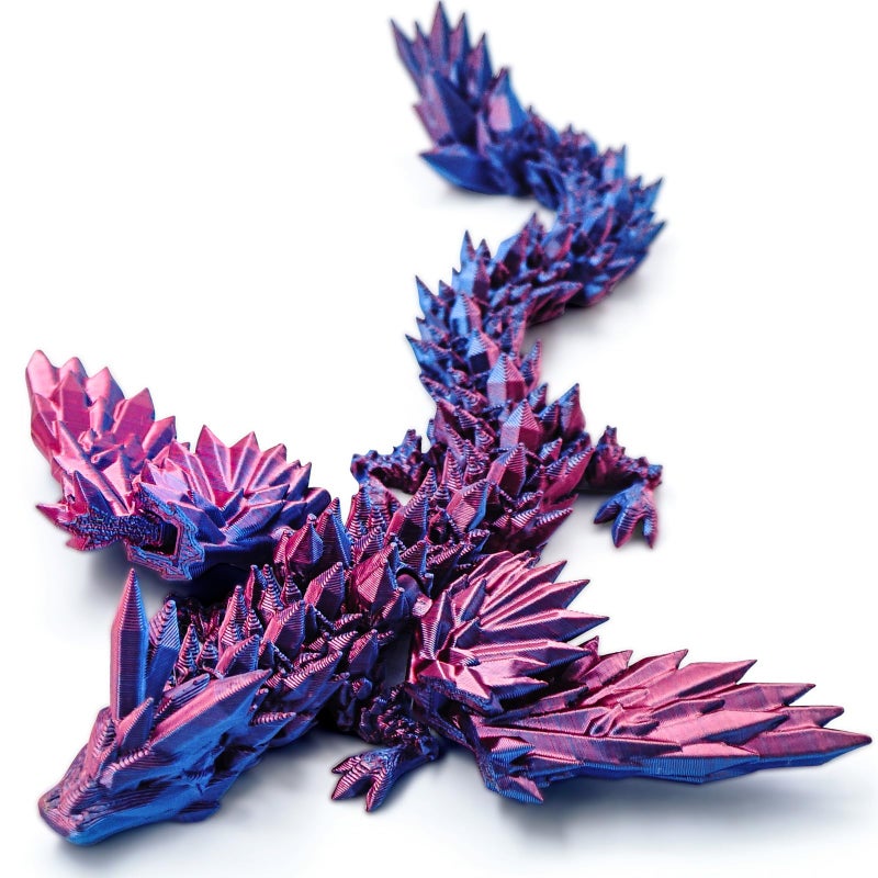 Dxldfks 3D Printed Dragon with Wings 3D Dragon 9 Articulated Winged Dragon for Home Office Decor Executive Desk Toys Purple - Image 2