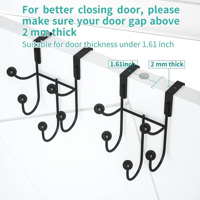 AB SALES Over Door Hooks WallMounted Stainless Steel 5Hook Hanger for Clothes Towels Hats Bags and Kitchen Accessories HeavyDuty Industrial Design SpaceSaving NonSlip Black 2Pack - Image 2