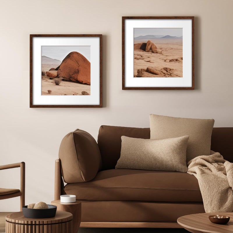 Yaetm 20x20 Picture Frame Brown Set of 3, Wood Grain Square Frames Display 16x16 with Mat or 20 x 20 without Mat, Gallery Wall 20x20 Frame for Wall Mounting (3 Pack, Brown) - Image 5