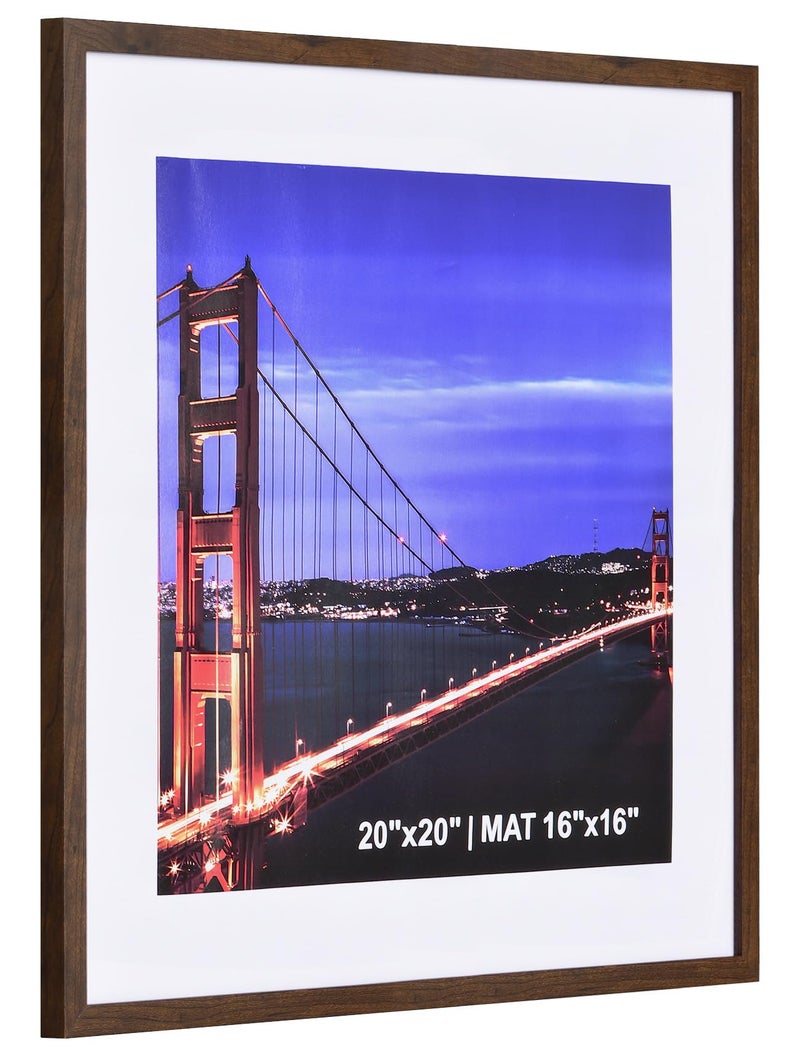 Yaetm 20x20 Picture Frame Brown Set of 3, Wood Grain Square Frames Display 16x16 with Mat or 20 x 20 without Mat, Gallery Wall 20x20 Frame for Wall Mounting (3 Pack, Brown) - Image 2
