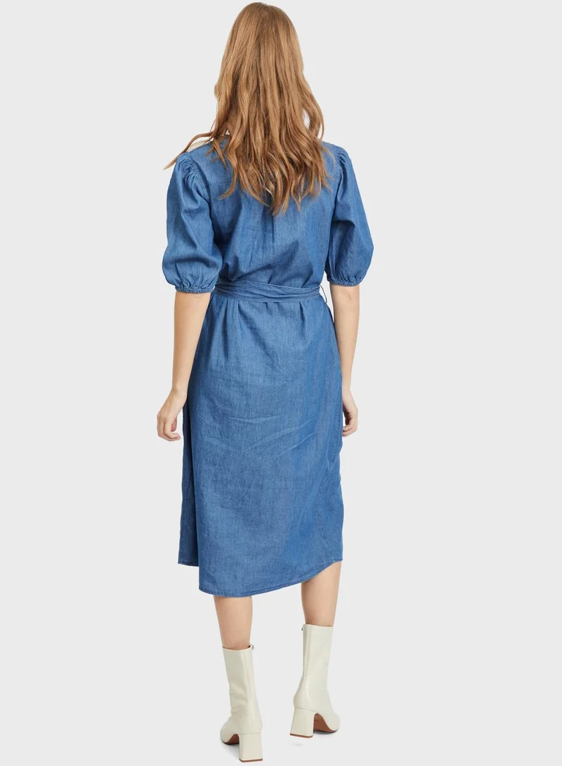vila denim dress Vila Viamanza S/l Denim Ankle Dress/bfs (VL14113209) - Maxi dresses