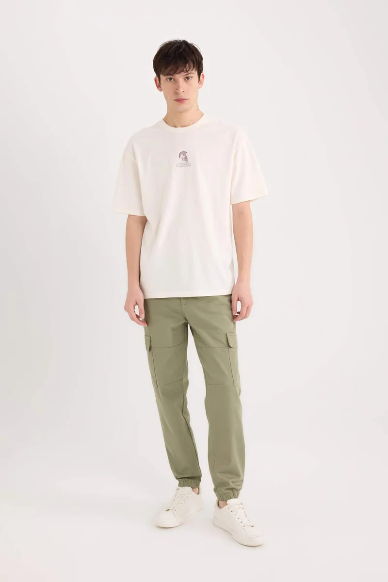 Defacto Boxy Fit Crew Neck Back Printed Short Sleeve T-Shirt
