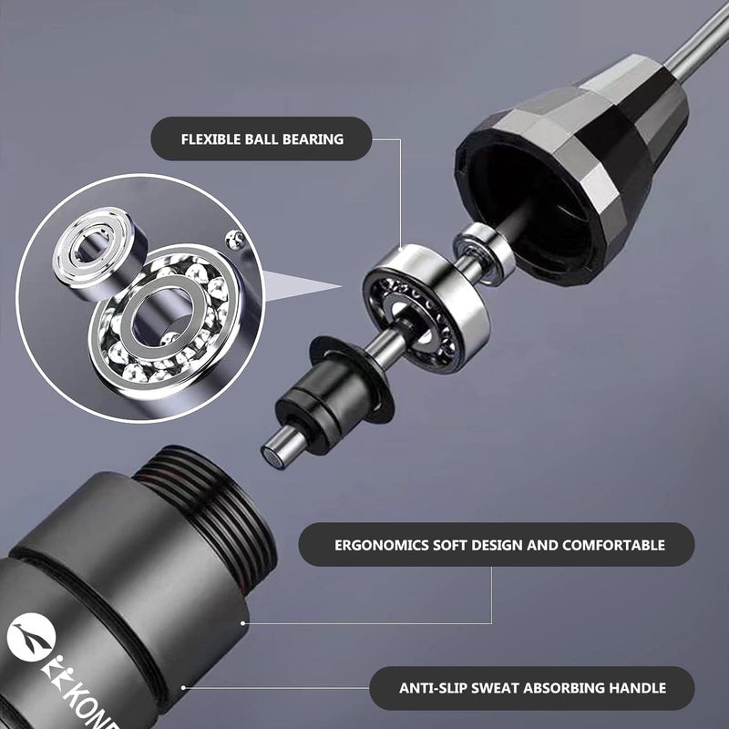 KONEX Adjustable Skipping Rope for Men & Women | Jumping Rope for Fitness, Home & Gym Workouts (Black) - Image 3