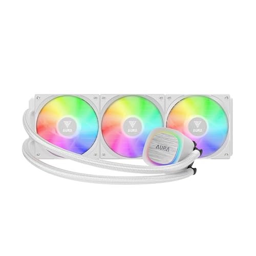 GAMDIAS Aura GL360 V2, 360mm CPU Liquid Cooler w/PWM Fans, ARGB AIO Water Cooling Sytem, Hidden Cable & Rotatable Pump, Intel LGA 1700/1200 & AMD AM5/AM4 - White - Image 1