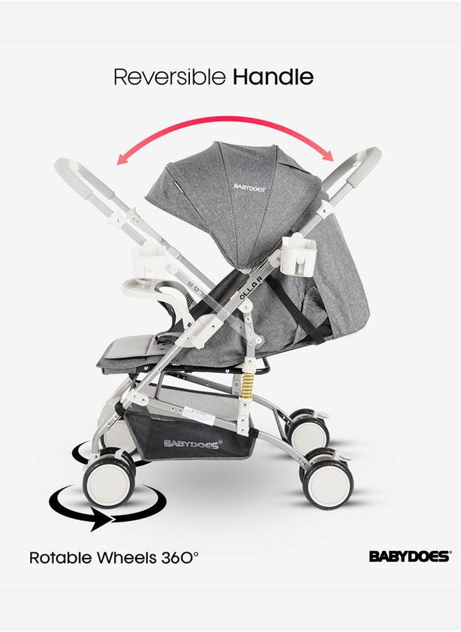 BABYDOES OLLA R Baby Stroller With Reversible Handle 5-Point Harness Easy One-Hand Fold 0 To 4 Year Up To 20 Kg Grey  - Image 4
