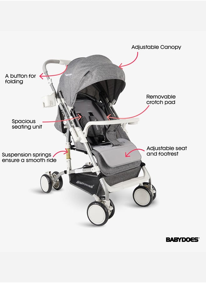 BABYDOES OLLA R Baby Stroller With Reversible Handle 5-Point Harness Easy One-Hand Fold 0 To 4 Year Up To 20 Kg Grey  - Image 3