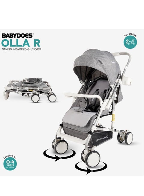OLLA R Baby Stroller With Reversible Handle 5-Point Harness Easy One-Hand Fold 0 To 4 Year Up To 20 Kg Grey