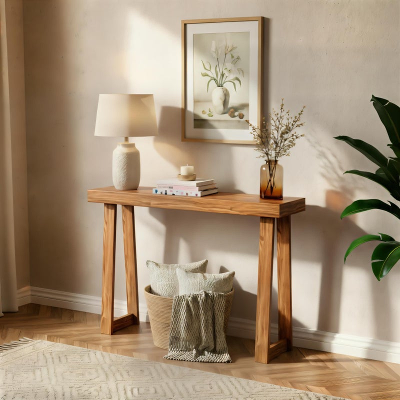 Plank+Beam Solid Wood Console Table, 36 Inch, Sofa Table, Narrow Entryway Table for Hallway, Behind The Couch, Living Room, Foyer, Easy Assembly, Pecan - Image 1