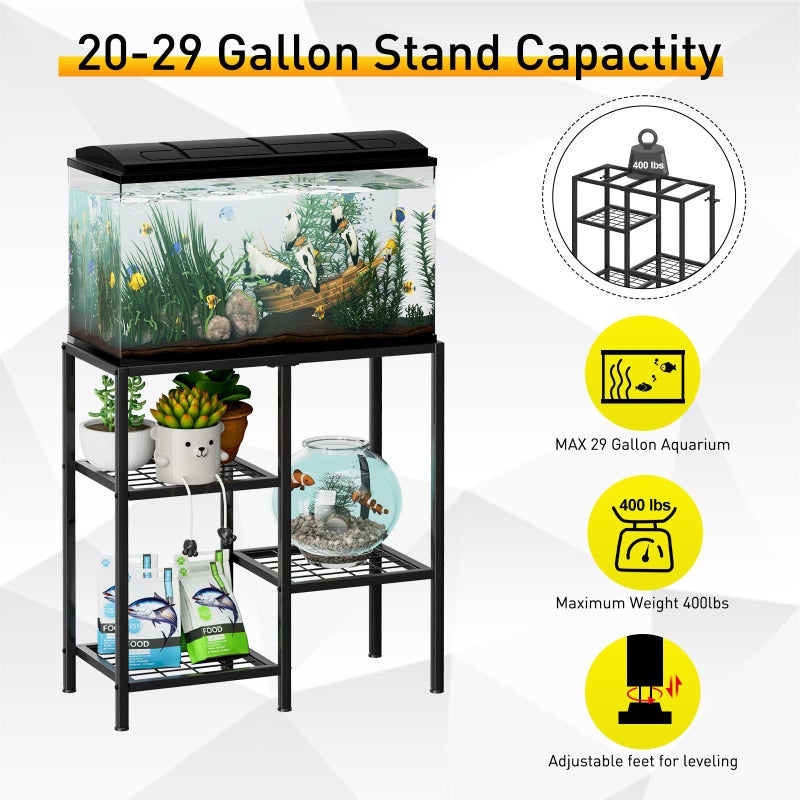 CADUKE Aquarium Stand 20 Gallon, Metal Fish Tank Stand, Aquarium Rack Stand for Fish Tank Accessories , 3 Tier Turtle Reptile Terrarium Stand for Living Room Office - Image 2