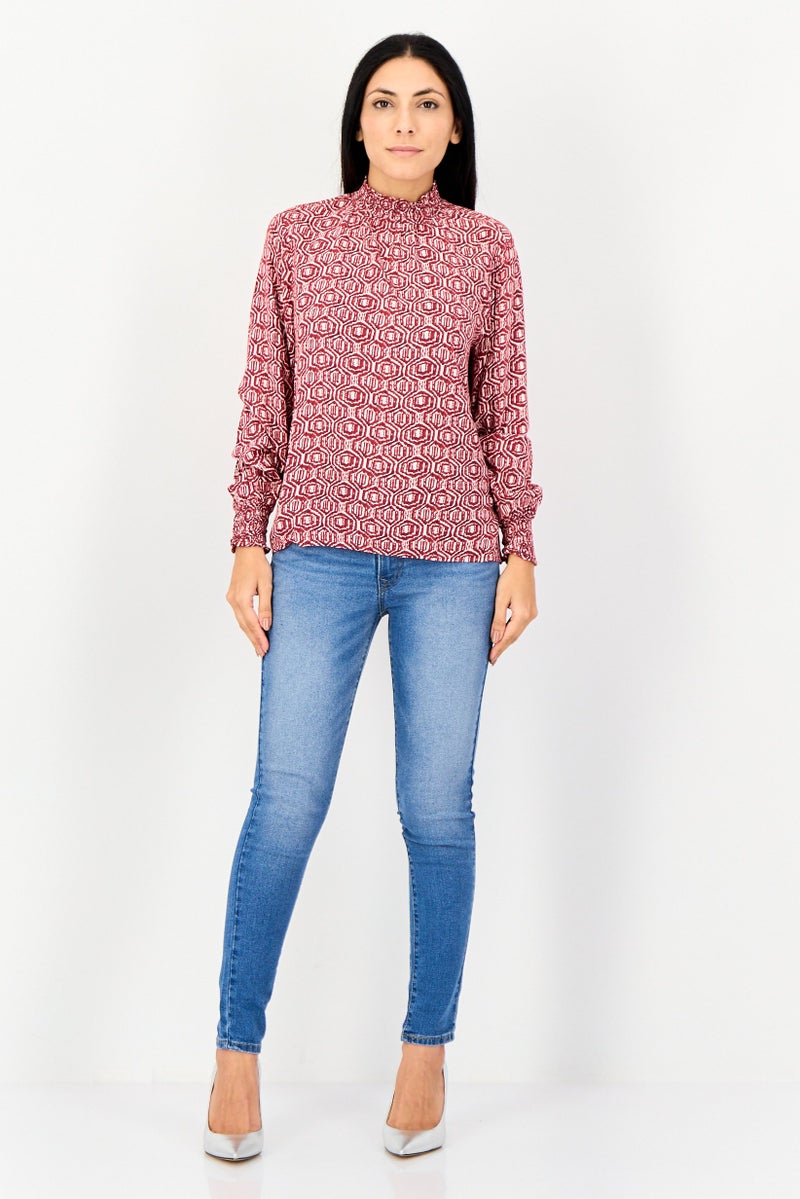 ONLY JDY By Only Women High Neck Long Sleeve Allover Print Blouse, Multicolor - Image 4