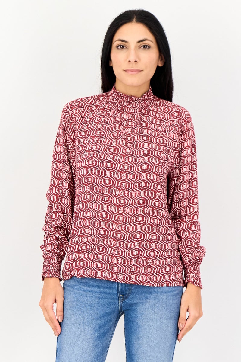 ONLY JDY By Only Women High Neck Long Sleeve Allover Print Blouse, Multicolor - Image 1