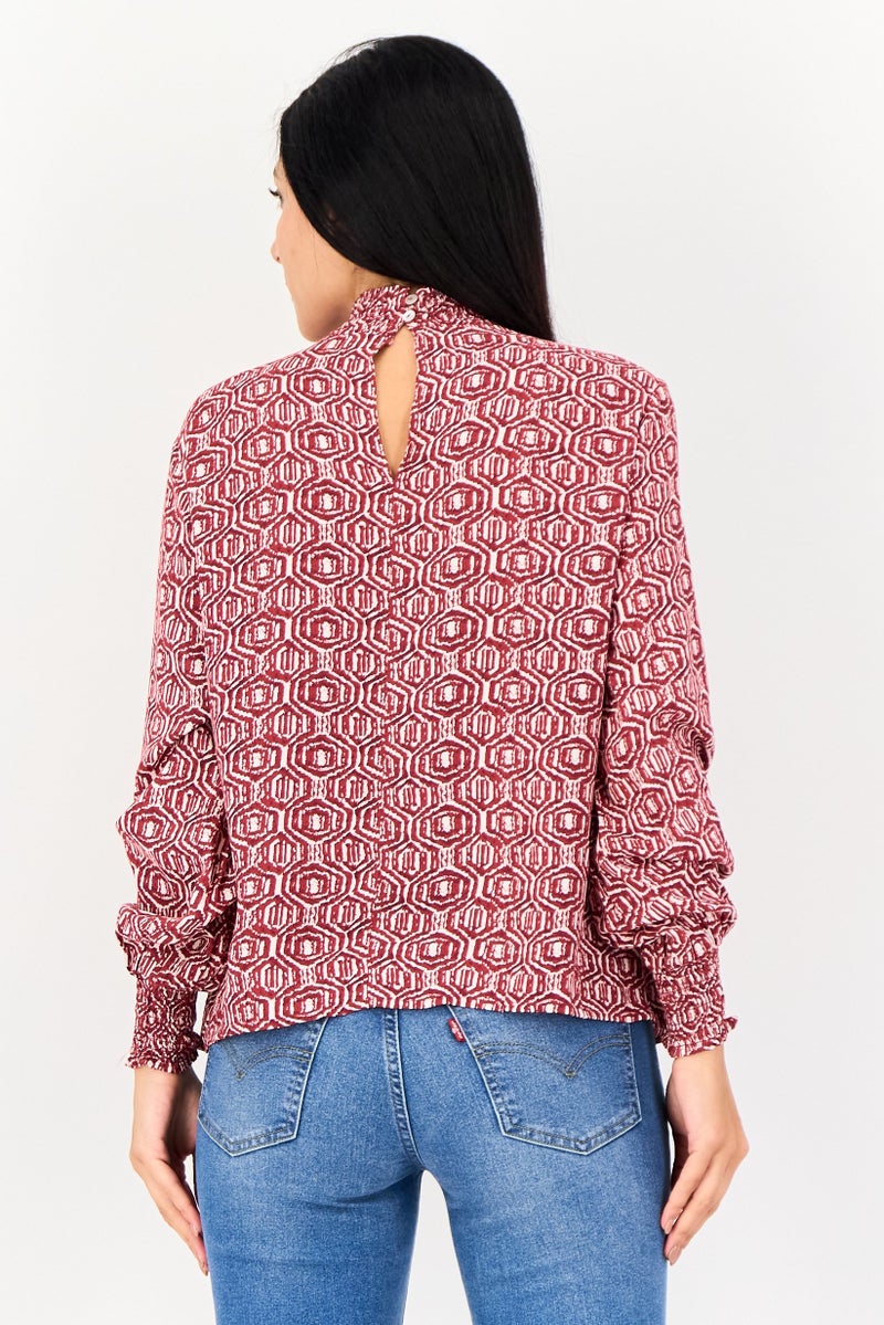 ONLY JDY By Only Women High Neck Long Sleeve Allover Print Blouse, Multicolor - Image 3