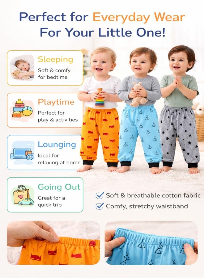 Magic Town Baby Cotton Rib Joggers | Rib Leggings | Track Pant for Unisex Baby (0-24 Month)| Mixed Print | Multicolour | Pack of 3 (in, Age, 0 Months, 3 Months, Regular) - Image 4