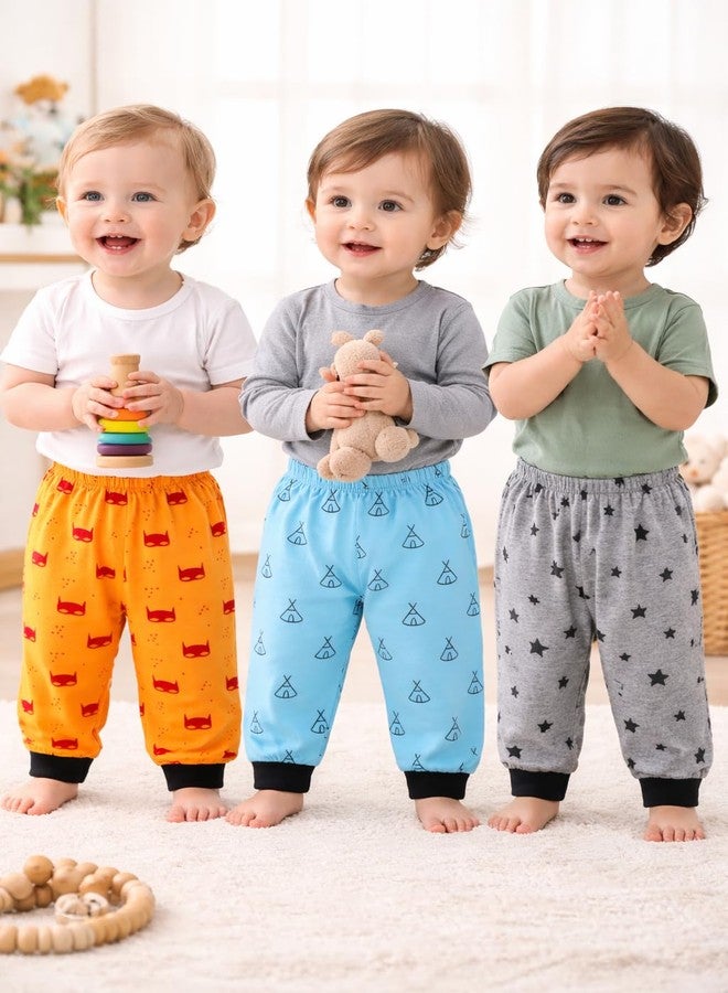 Magic Town Baby Cotton Rib Joggers | Rib Leggings | Track Pant for Unisex Baby (0-24 Month)| Mixed Print | Multicolour | Pack of 3 (in, Age, 0 Months, 3 Months, Regular) - Image 3