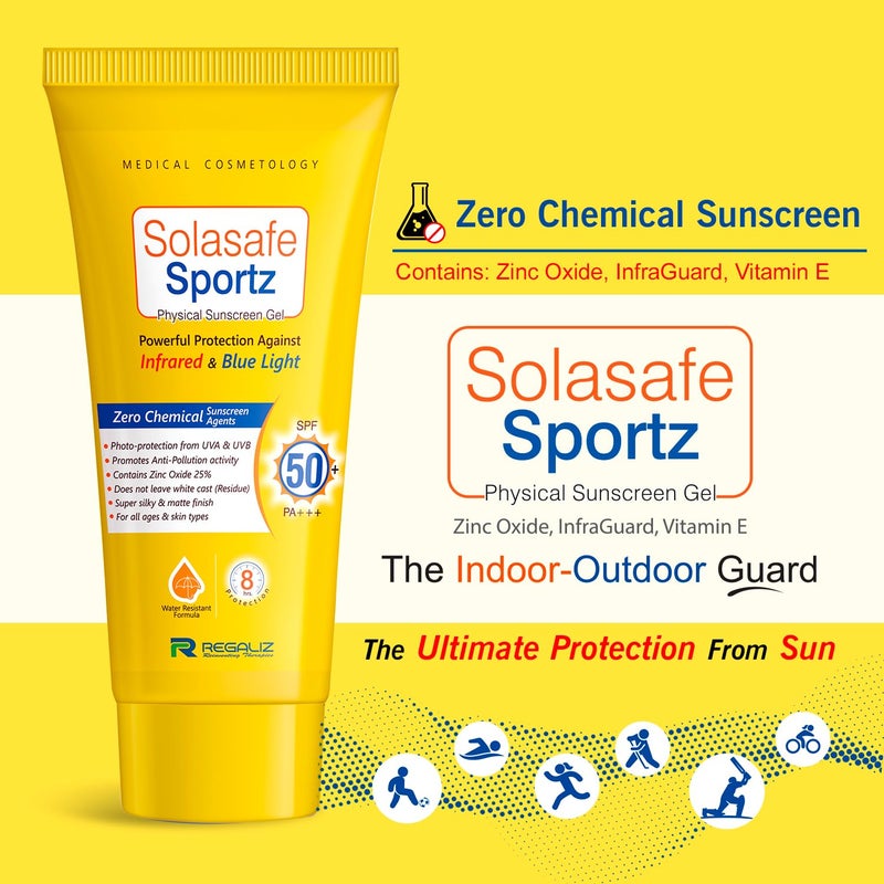 Regaliz Sunscreen For All Skin Type Sportz Physical Zero Chemical Sunscreen For Skin Type Gel Advanced Spf 50 Protection Against Uv Blue Light And Pollution - Image 2