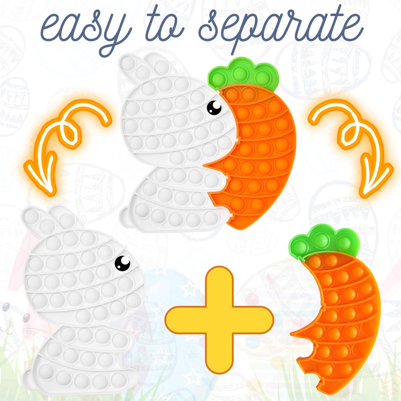 PETBSNVB Easter Bunny Poppers, Bunny Carrot Pop Bubble Fidget Sensory Toy, Puzzle Popper, Easter Gifts for Kids,Toddler, Easter Basket for Toddlers Girl, Easter Toys, Stocking Easter Basket Stuffers (White) - Image 5