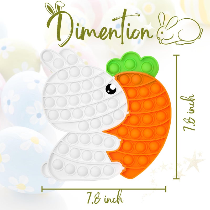 PETBSNVB Easter Bunny Poppers, Bunny Carrot Pop Bubble Fidget Sensory Toy, Puzzle Popper, Easter Gifts for Kids,Toddler, Easter Basket for Toddlers Girl, Easter Toys, Stocking Easter Basket Stuffers (White) - Image 3