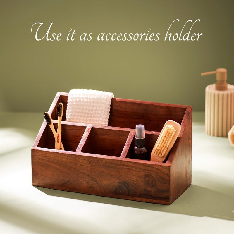 nestroots Wooden Napkin & Cutlery Holder Spoon stand for kitchen | 7.5 Inch Brown | Cutlery Holder for Dining Table | Wooden Caddy Storage Organiser Stand Caddy Holder | Stylish Kitchen Décor - Image 3