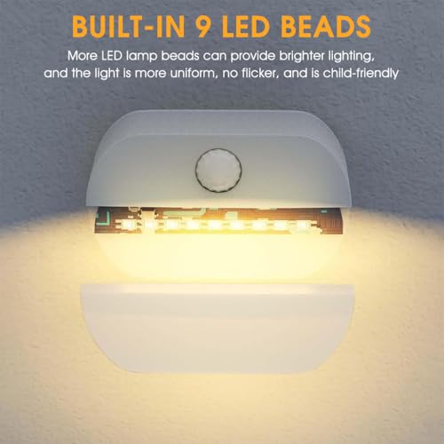 ELEPHANTBOAT® 2Pcs Motion Sensor Light for Home, Small LED Wall Lights Warm Night Lights, Cordless Battery Operated Step Night Light Wall Light for Stairs Hallway Kitchen Cabinet - Image 2