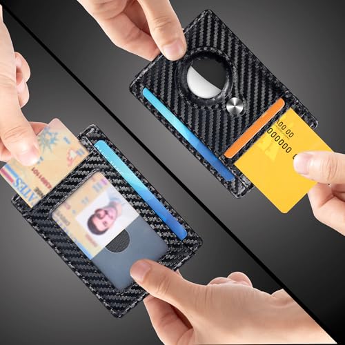 Hawanik Slim Minimalist Front Pocket Air Tag Wallet RFID Blocking Card Holder Wallet with Airtag Holder - Image 3