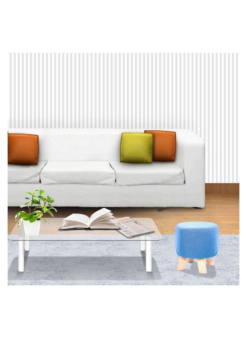 LINGWEI Ottoman Footrest Chair Change Change Shoe Stool Pouf Feetrest Makeup Footstool Upholstered Padded Pouf (Blue) - Image 2