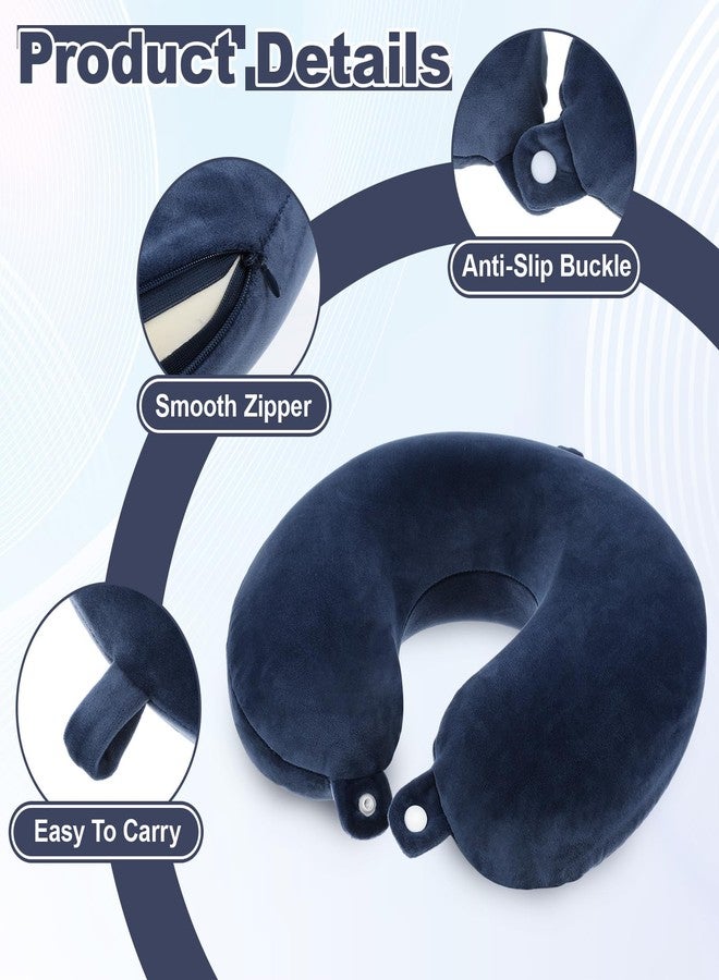 Bremorou 2 Packs Neck Pillow Covers with Zipper Travel Washable U Shaped Neck Pillow Case Cover Only Soft Polyester Airplane Pillows Cover Navy Blue Wome Men Universal Pillowcase Covers Polyester (No Filler) - Image 3