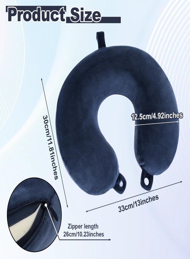 Bremorou 2 Packs Neck Pillow Covers with Zipper Travel Washable U Shaped Neck Pillow Case Cover Only Soft Polyester Airplane Pillows Cover Navy Blue Wome Men Universal Pillowcase Covers Polyester (No Filler) - Image 2