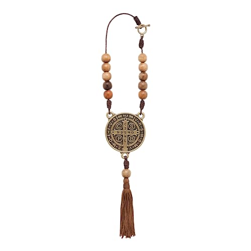 Intercession St Benedict Medal Car Decade Rosary (Antique Gold) - Image 4