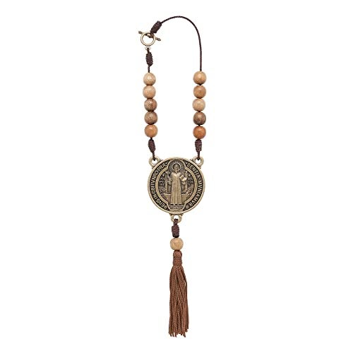 Intercession St Benedict Medal Car Decade Rosary (Antique Gold) - Image 2