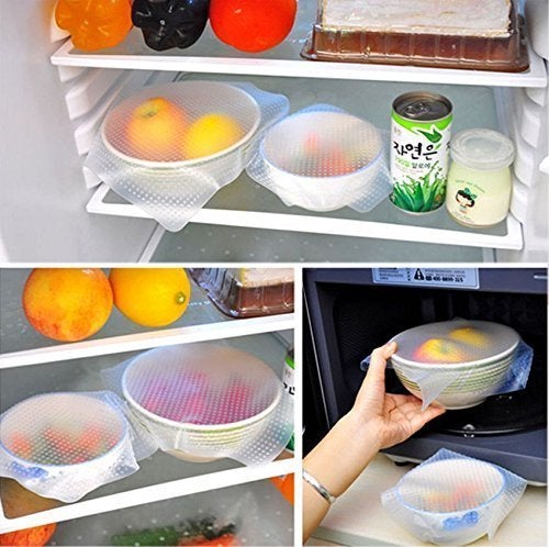 Kriya Kriya Multi Functional Reusable Silicone Food Wraps Keep Food Fresh Stretch Seal Cover Set of 4Pc  - Image 4