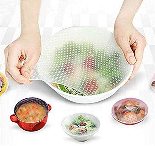 Kriya Kriya Multi Functional Reusable Silicone Food Wraps Keep Food Fresh Stretch Seal Cover Set of 4Pc  - Image 1