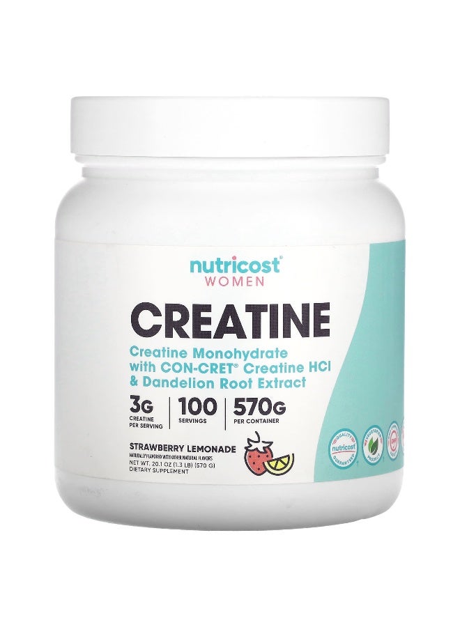 Nutricost, Women, Creatine, Strawberry Lemonade, 1.3 lb (570 g) - Image 1