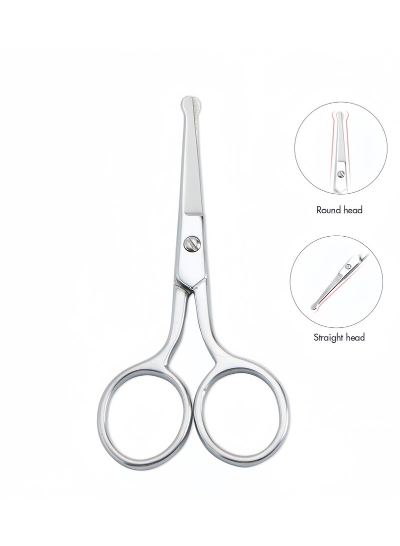KHAJUL Premium Manicure Rounded Tip Scissors, Multi-purpose Stainless Steel Cuticle Pedicure Beauty Grooming Kit for Nail, Eyebrow, Eyelash, Dry Skin, Nose Hair (Silver) - Image 3