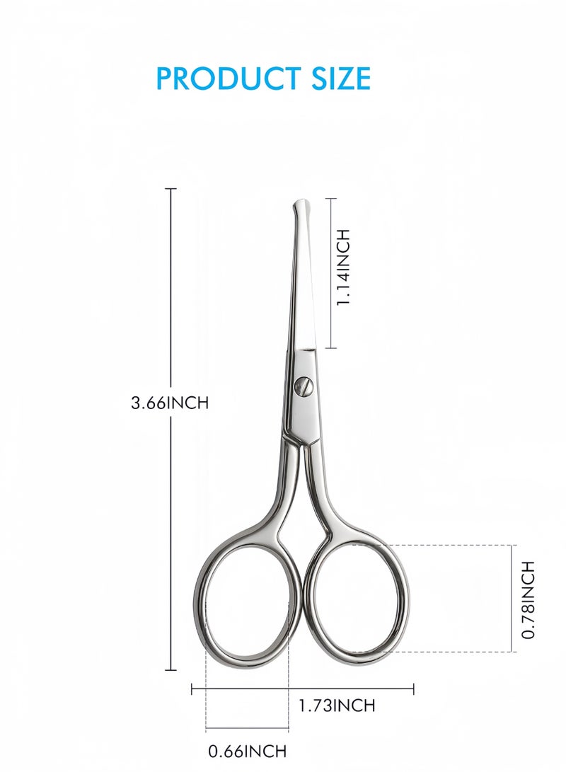 KHAJUL Premium Manicure Rounded Tip Scissors, Multi-purpose Stainless Steel Cuticle Pedicure Beauty Grooming Kit for Nail, Eyebrow, Eyelash, Dry Skin, Nose Hair (Silver) - Image 2