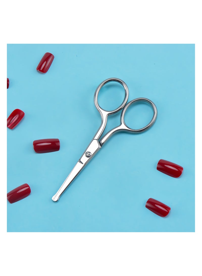 KHAJUL Premium Manicure Rounded Tip Scissors, Multi-purpose Stainless Steel Cuticle Pedicure Beauty Grooming Kit for Nail, Eyebrow, Eyelash, Dry Skin, Nose Hair (Silver) - Image 5