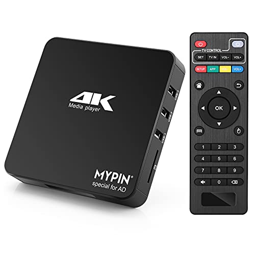 Mypin 4K@60hz MP4 Media Player Support 8TB HDD/ 256G USB Drive/SD Card with HDMI/AV Out for HDTV/PPT MKV AVI MP4 H.265-Support Advertising Subtitles/Timing, Networkable, Mouse&Keyboard Control - Image 1