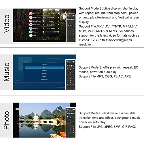 Mypin 4K@60hz MP4 Media Player Support 8TB HDD/ 256G USB Drive/SD Card with HDMI/AV Out for HDTV/PPT MKV AVI MP4 H.265-Support Advertising Subtitles/Timing, Networkable, Mouse&Keyboard Control - Image 5