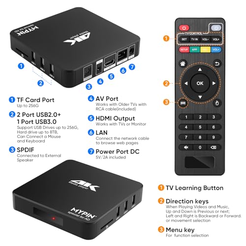 Mypin 4K@60hz MP4 Media Player Support 8TB HDD/ 256G USB Drive/SD Card with HDMI/AV Out for HDTV/PPT MKV AVI MP4 H.265-Support Advertising Subtitles/Timing, Networkable, Mouse&Keyboard Control - Image 4