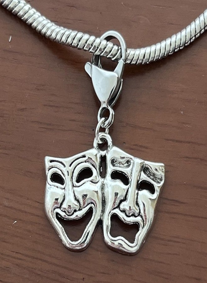 AMOBESTER Comedy & Tragedy Mask Clip on Charms Clasp Jewelry for Women Friend - Image 3