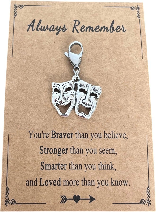 AMOBESTER Comedy & Tragedy Mask Clip on Charms Clasp Jewelry for Women Friend - Image 1