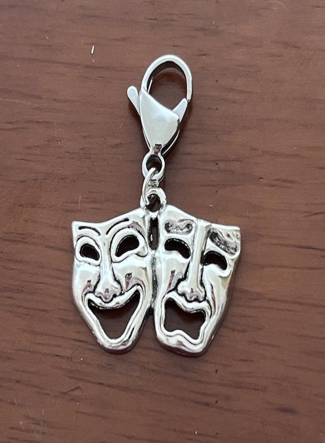 AMOBESTER Comedy & Tragedy Mask Clip on Charms Clasp Jewelry for Women Friend - Image 2