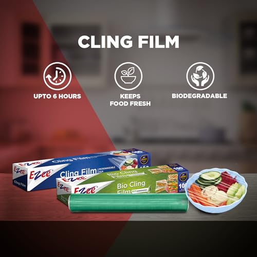 Ezee 100M Cling Film Wrap 12 Inches, Eco Friendly, BPA-Free Food Wrap, Non-Stick, Microwave Safe, Multipurpose Plastic Wrap for Food Storage, Packing, Freezer, Cooking & Serving (Pack of 1) - Image 2